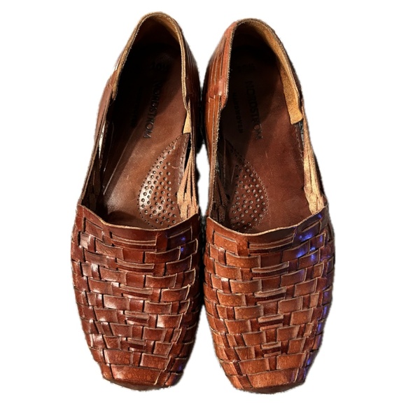 Nordstrom Hand Woven Chestnut Brown Leather Braided Sandals Mens Sz 10.5 - Picture 4 of 10